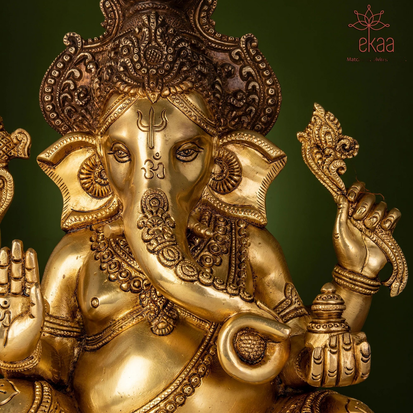 Brassaura® Brass Ganesha Statue for Temple | Height 16 Inches