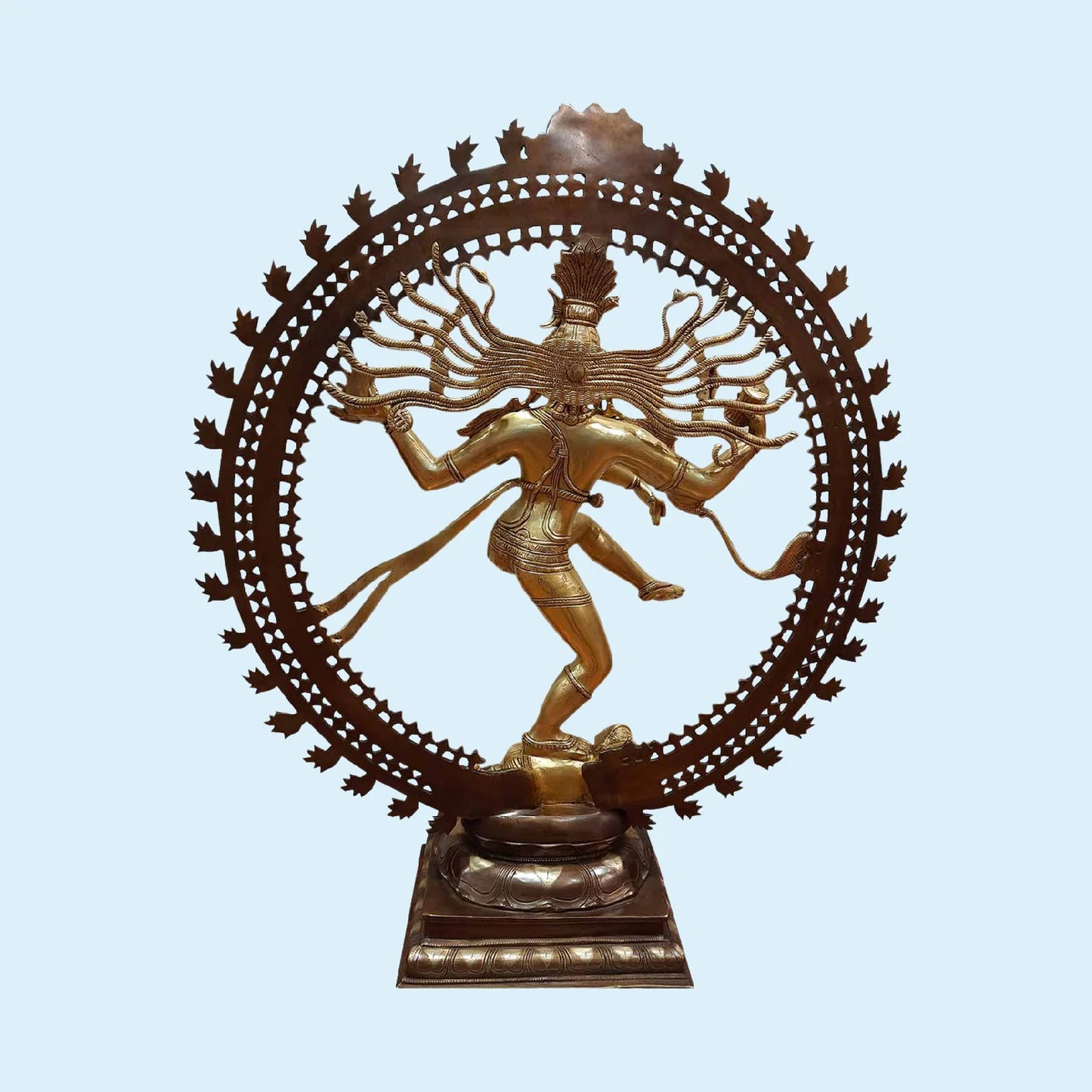 Brassaura® Lord Nataraja in Cosmic Dance Pose | Two-Tone Brass Sculpture | Height 37 Inches & Weight 35 Kgs