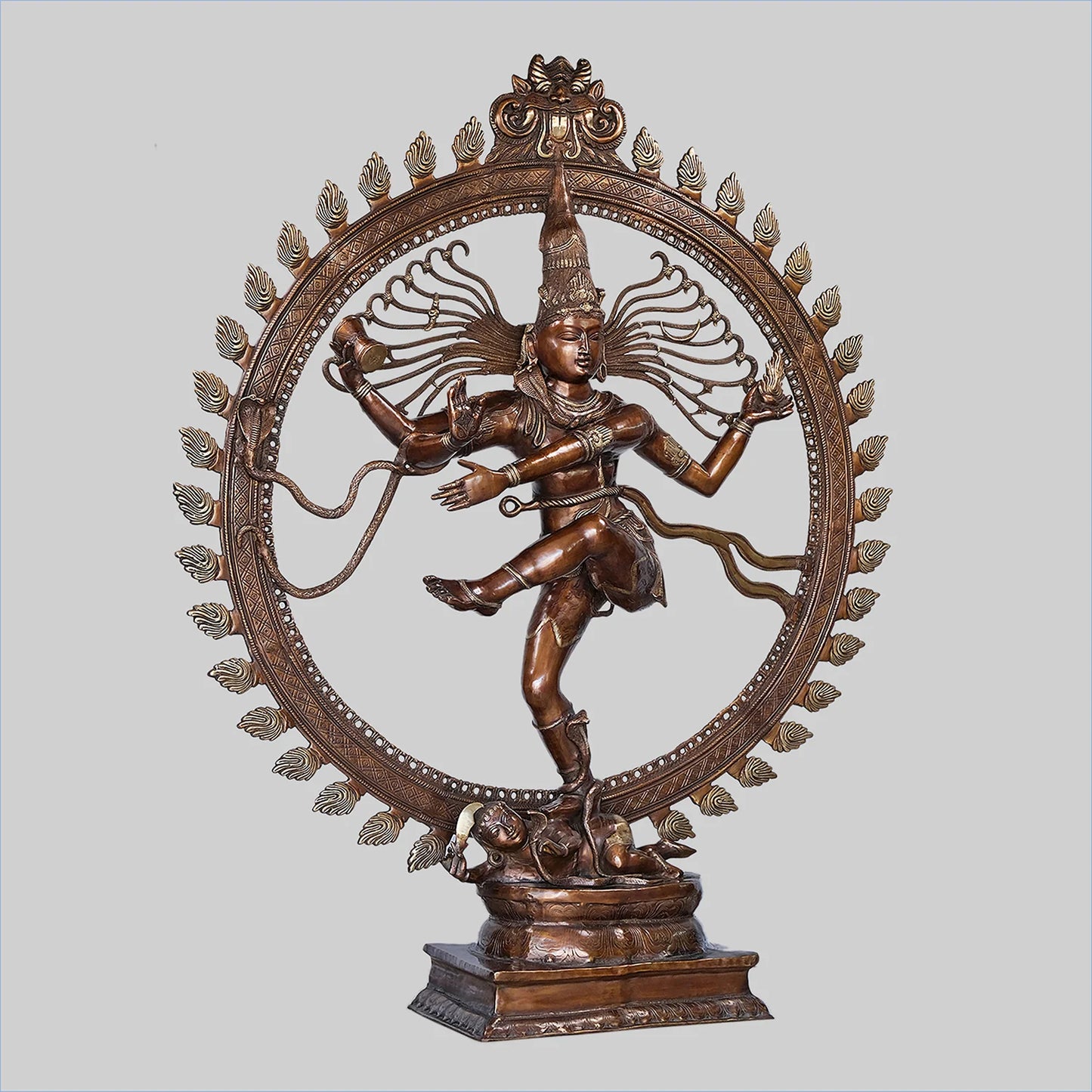 Brassaura® Nataraja Dancing Shiva Brass Statue | Two-Tone Finish | Height 72.8 Inches & Weight 175 Kgs