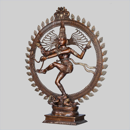 Brassaura® Nataraja Dancing Shiva Brass Statue | Two-Tone Finish | Height 72.8 Inches & Weight 175 Kgs