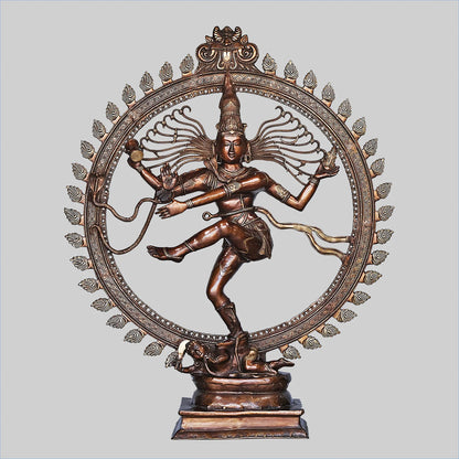 Brassaura® Nataraja Dancing Shiva Brass Statue | Two-Tone Finish | Height 72.8 Inches & Weight 175 Kgs