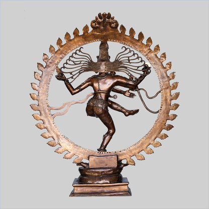 Brassaura® Nataraja Dancing Shiva Brass Statue | Two-Tone Finish | Height 72.8 Inches & Weight 175 Kgs