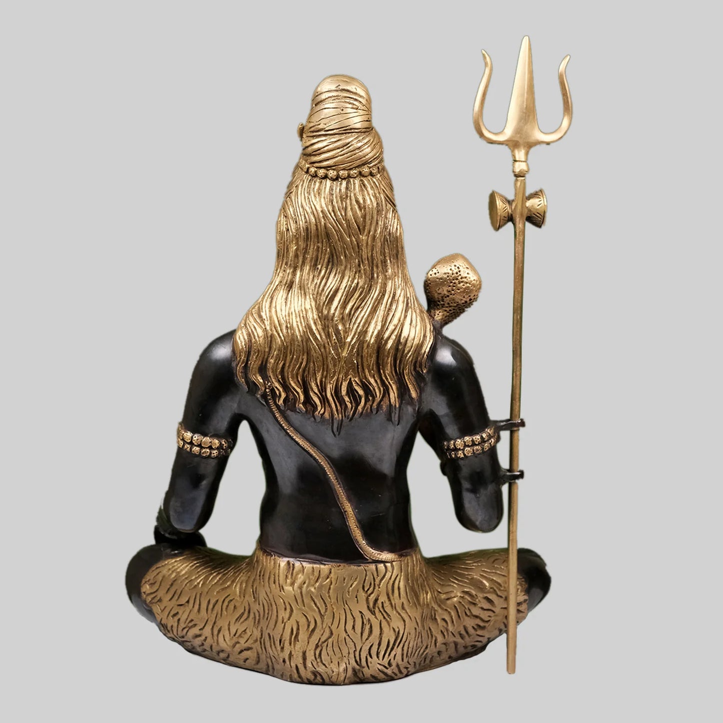 Brassaura® Meditating Lord Shiva with Trishul | Two-Tone Brass Finish | Height 19 Inches & Weight 11.70 Kgs