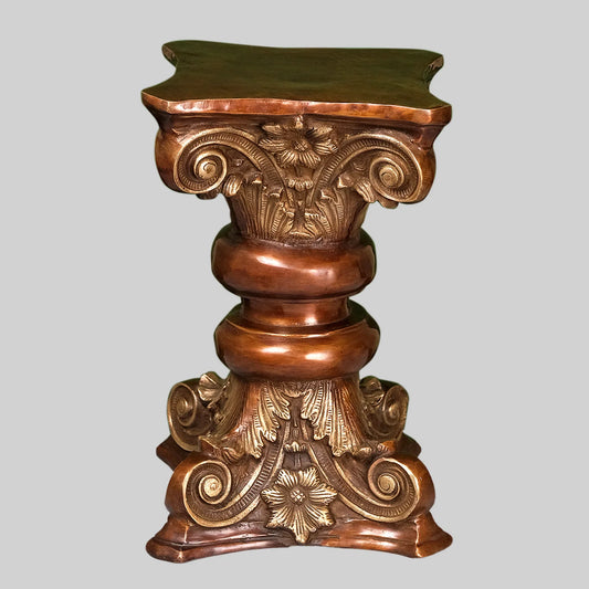 Brassaura® Ornate Decorative Pedestal Stand | Antique Copper Two-Tone Brass Finish | Height 18 Inches & Weight 20.35 Kgs