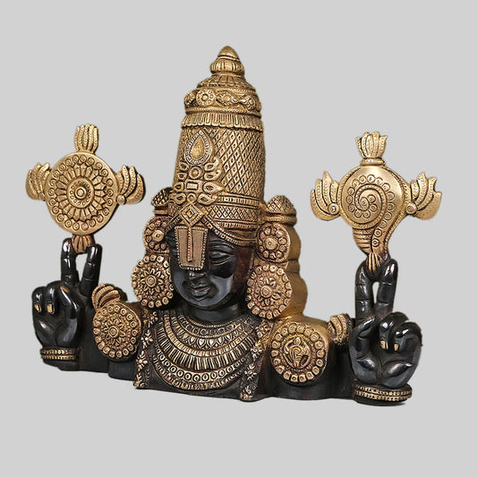 ब्रासोरा® वृंदावन वेणुगोपाल कृष्ण पीतल की प्रतिमा मोर के साथ | एंटीक नीला और सुनहरा रंग | ऊँचाई 20 इंच