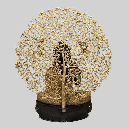 Brassaura® Buddha Under Bodhi Tree Sculpture | Black & Gold Finish Brass Art | Height 29 Inches & Weight 30 Kgs