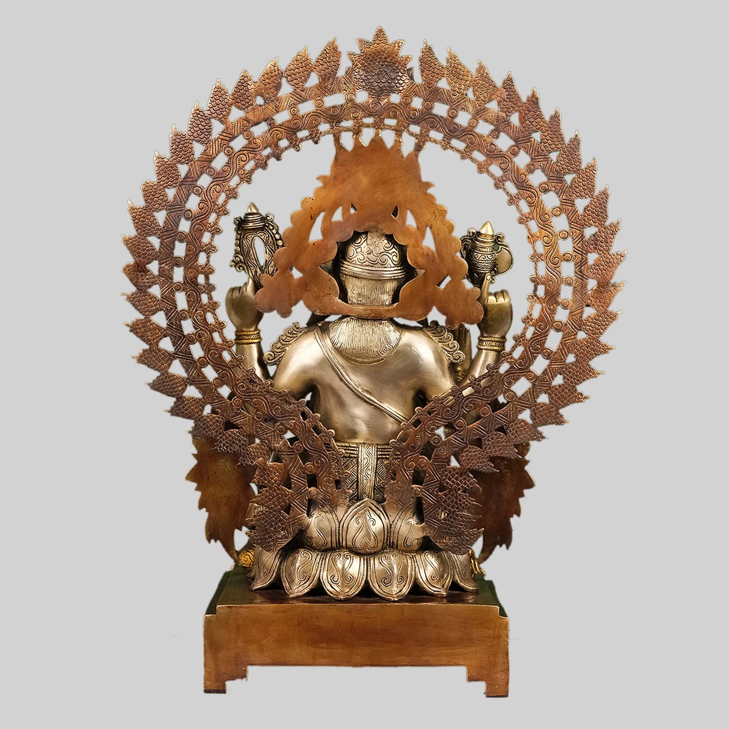 Brassaura® Lord Ganesha Brass Statue with Sacred Aureole | Two-Tone Finish | Height 29 Inches & Weight 40 Kgs