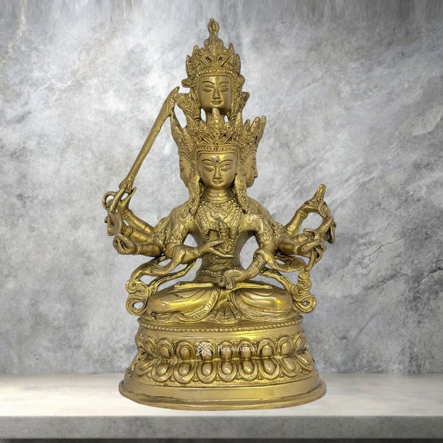 Brass Sitting Avaloketishvara Idols for Home and Decor Height 27 cm Weight 2.7 Kg