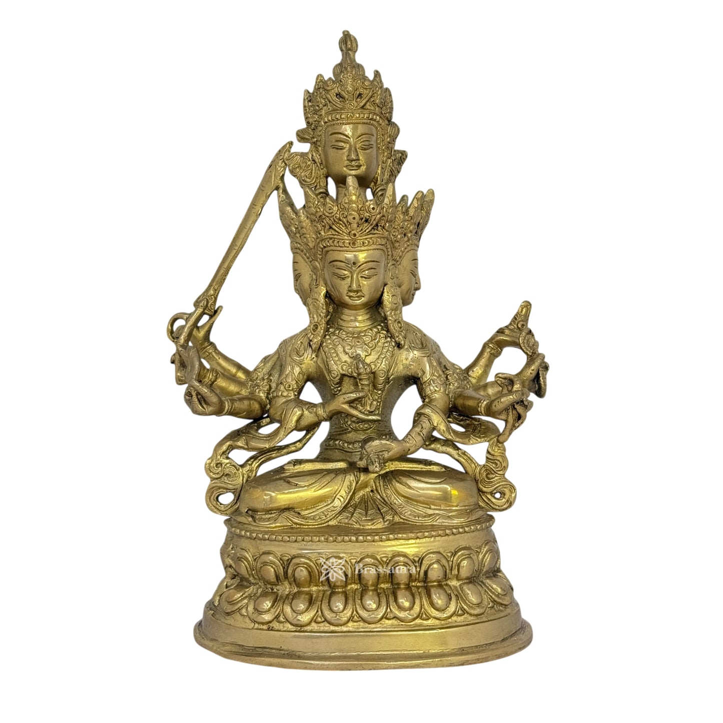 Brass Sitting Avaloketishvara Idols for Home and Decor Height 27 cm Weight 2.7 Kg