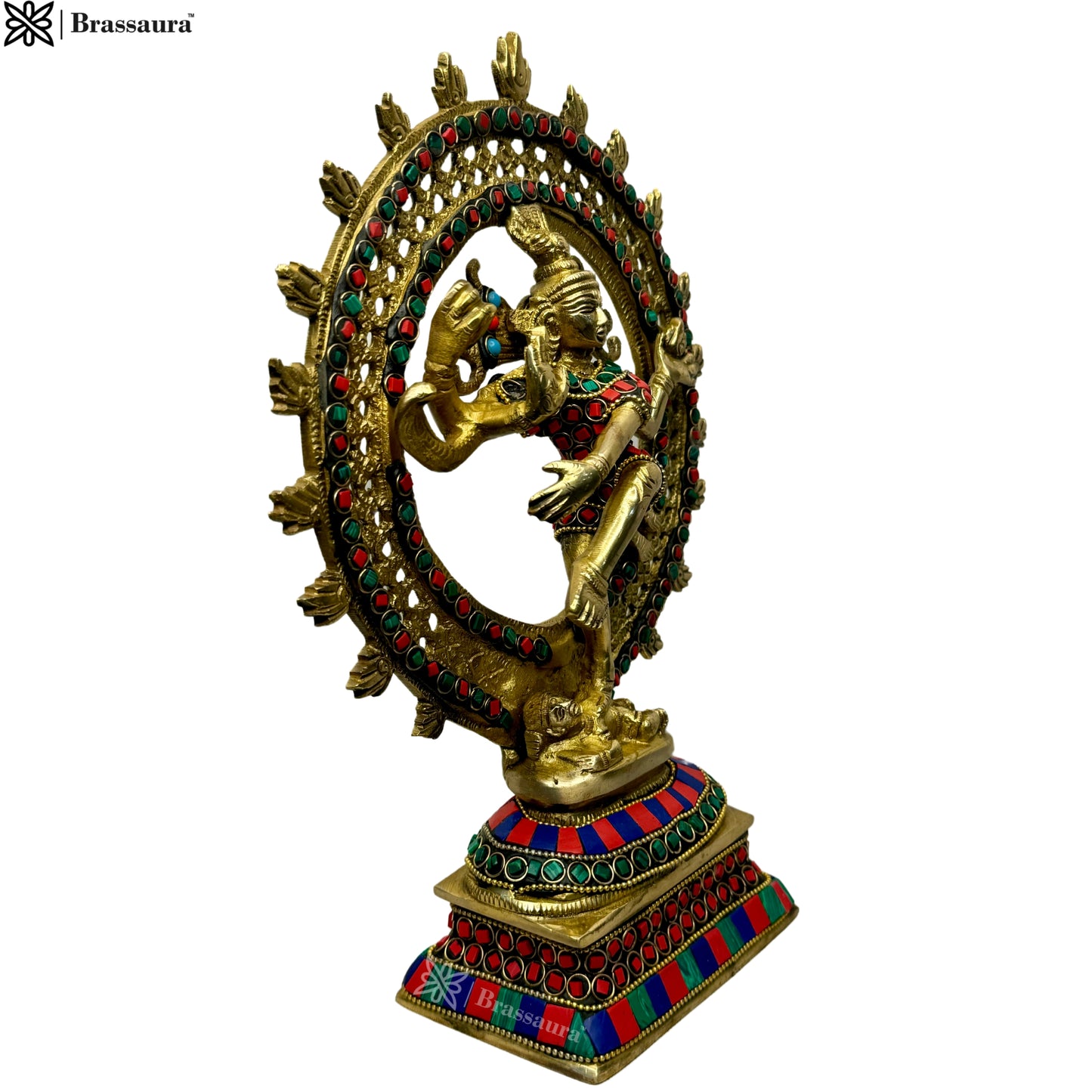 Brass Gem Stone Work Finish Quality Dancing Natraj God Idols for Home and Decor Height 33 cm Weight 2.9 Kg