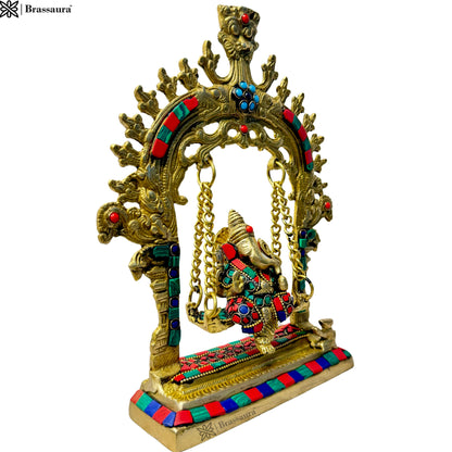 Brass Handwork Kirtimukha Ganesha Jhula Statue Height 28 Cm Weight 1.6 Kg
