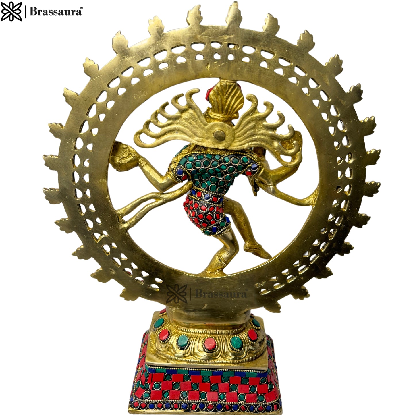 Brass Gem Stone Work Finish Quality Dancing Natraj God Idols for Home and Decor Weight 4.3 Kg Height 37 cm