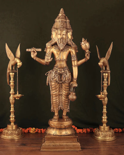 Brassaura® Brass Lord Brahma Standing Statue | Height 38.5 Inches