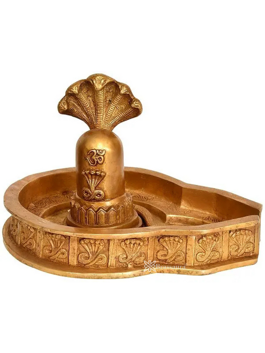 Brassaura™ Pure Brass Shivling– 8 Inch Height, 5.750 Kg Weight – Handcrafted Sacred Symbol of Lord Shiva