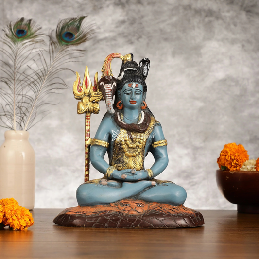 Brassaura™ Brass Shiva Idol – Height 10.5 Inches & Weight 6 Kgs | Spiritual Home Décor