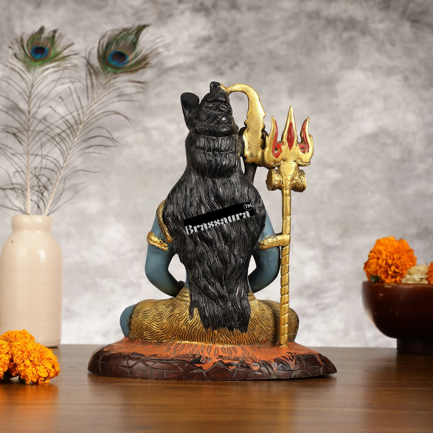 Brassaura™ Brass Shiva Idol – Height 10.5 Inches & Weight 6 Kgs | Spiritual Home Décor