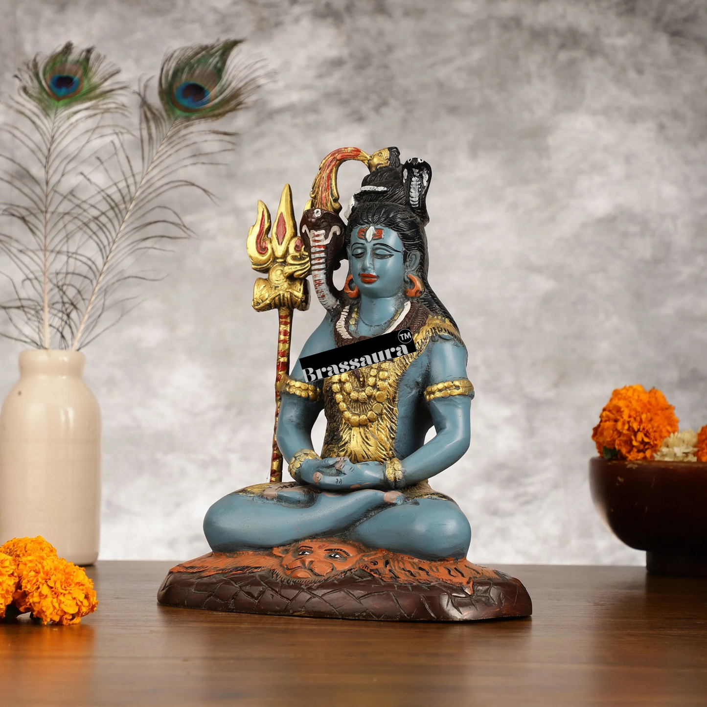 Brassaura™ Brass Shiva Idol – Height 10.5 Inches & Weight 6 Kgs | Spiritual Home Décor
