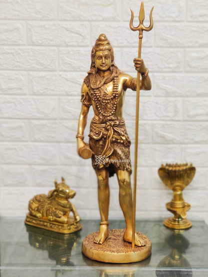 Brassaura™ Brass Shiva Idol – Height 23 Inches & Weight 10 Kgs | Meditation Room Accent