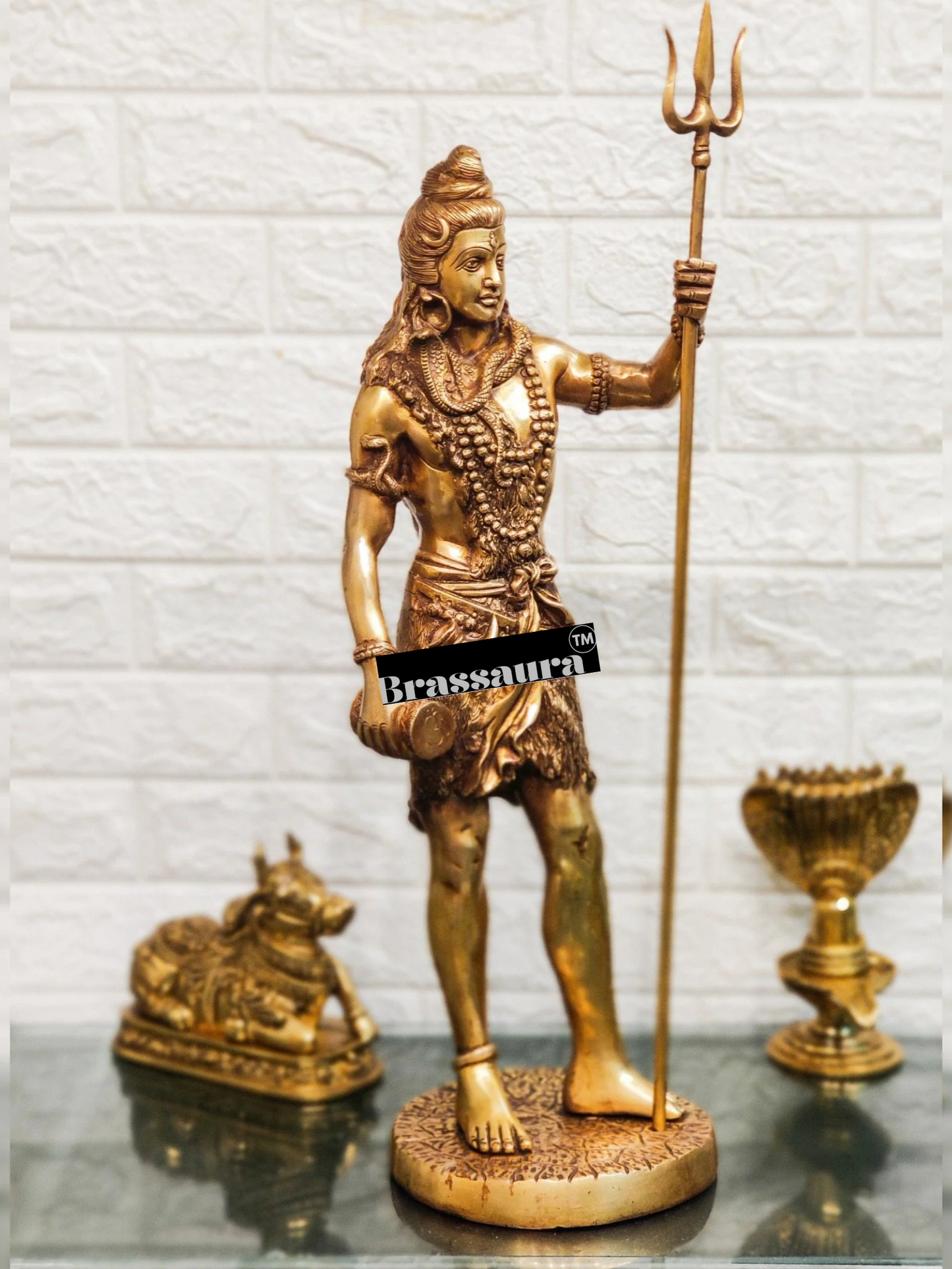 Brassaura™ Brass Shiva Idol – Height 23 Inches & Weight 10 Kgs | Meditation Room Accent