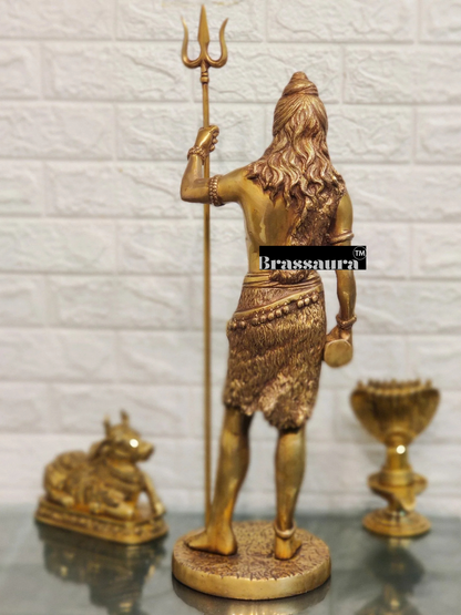 Brassaura™ Brass Shiva Idol – Height 23 Inches & Weight 10 Kgs | Meditation Room Accent
