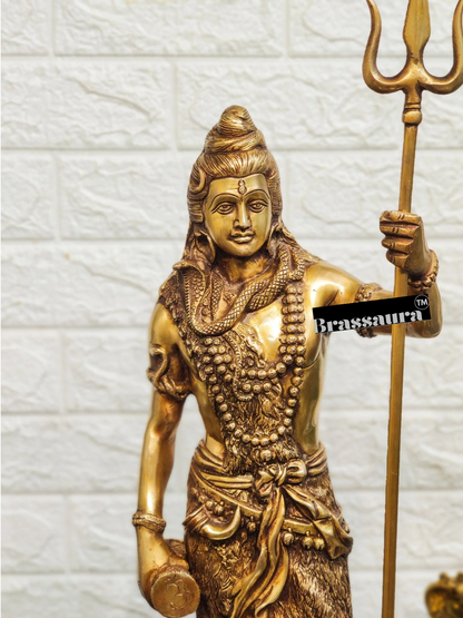 Brassaura™ Brass Shiva Idol – Height 23 Inches & Weight 10 Kgs | Meditation Room Accent