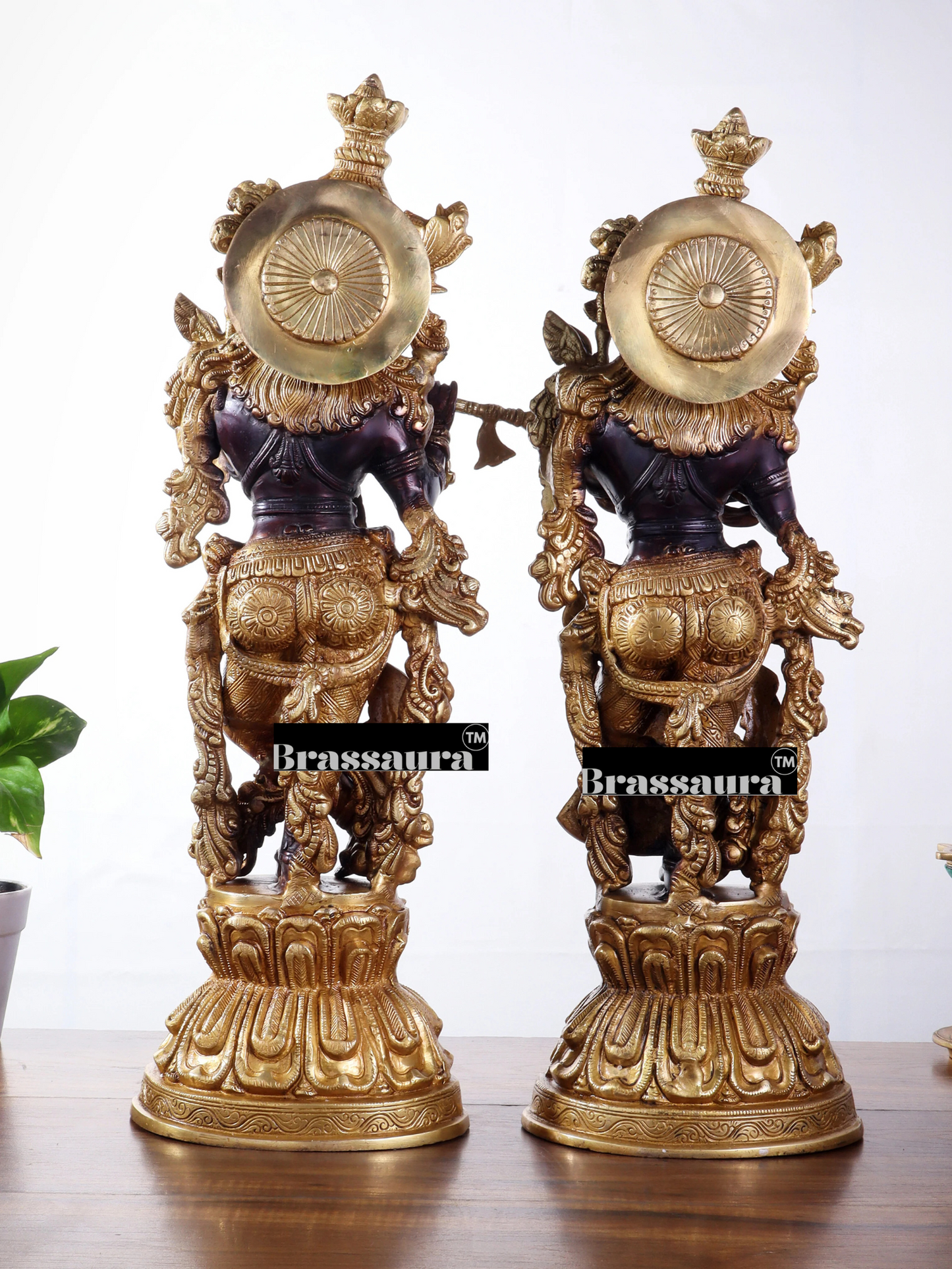 Brassaura™ Brass Radha-Krishna Murti – Height 21 Inches & Weight 16 Kgs | Temple & Pooja Décor