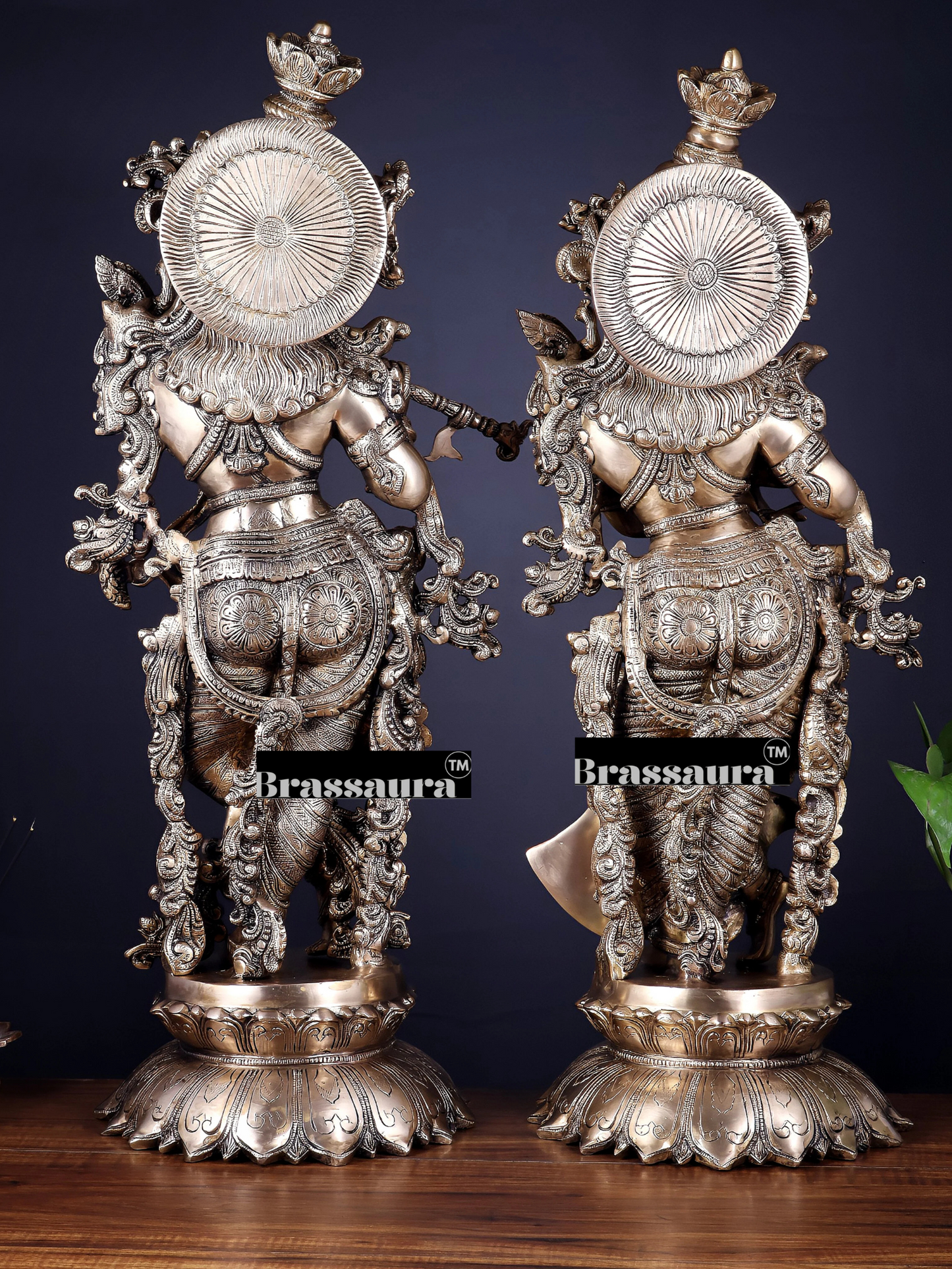 Brassaura™ Brass Radha-Krishna Idol – Height 27 Inches & Weight 40 Kgs | Spiritual Home Accent