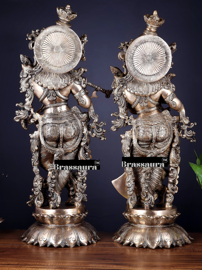 Brassaura™ Brass Radha-Krishna Idol – Height 27 Inches & Weight 40 Kgs | Spiritual Home Accent