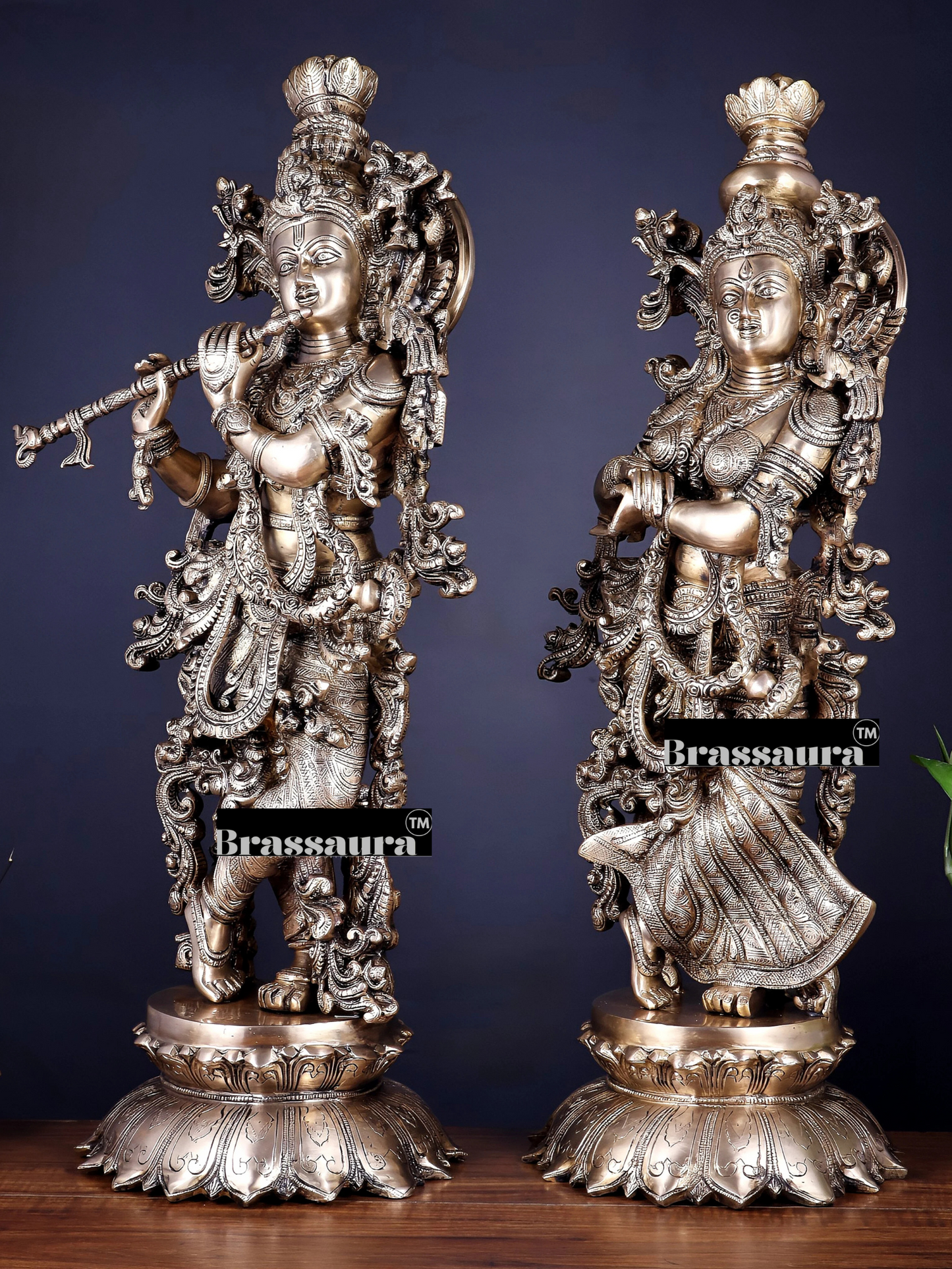 Brassaura™ Brass Radha-Krishna Idol – Height 27 Inches & Weight 40 Kgs | Spiritual Home Accent