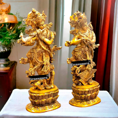 Brassaura™ Brass Radha-Krishna Idol – Height 12 Inches  | Spiritual Home Accent