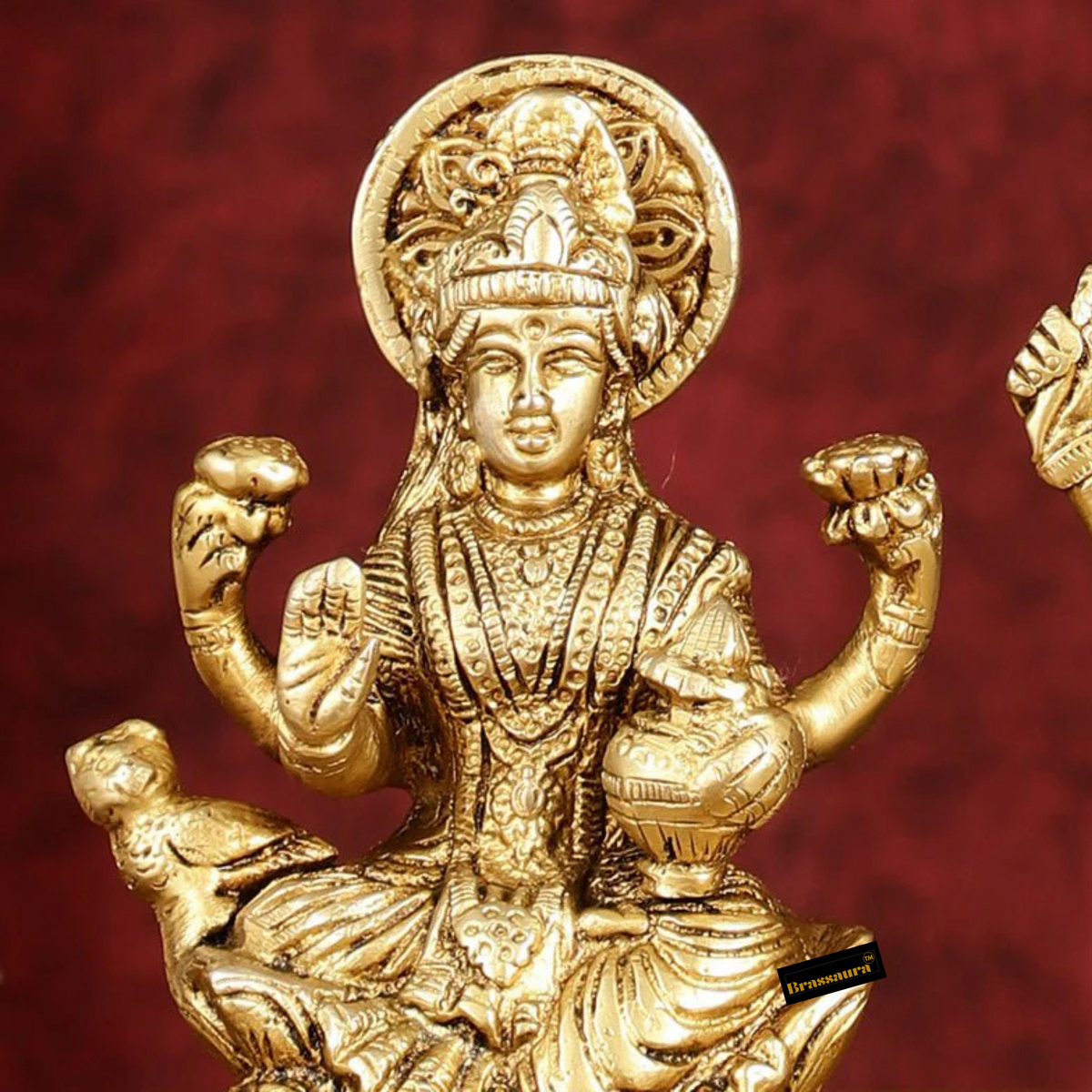 Brassaura® Artistic Lakshmi Ganesha Idol Set with Fine Traditional Detailing | Pure Superfine Brass Handcrafted Murti | Brass Statue for Home Temple, Pooja Room | Height 5 Inches | Weight 2 Kgs
