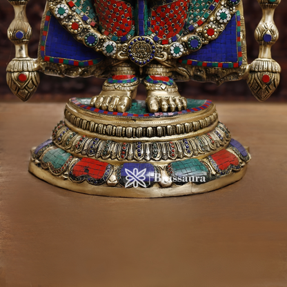 Brass Tirupati Balaji Idol, Venkateshwara Standing, Intricate Stone Work 46.5" Inch & Weight 47.47 Kg