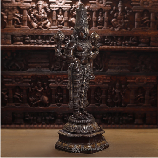 Brass Balaji Standing Idol, Radiant Heritage ,Antique Copper Accents, 39" Inch & Weight 36.65 Kg