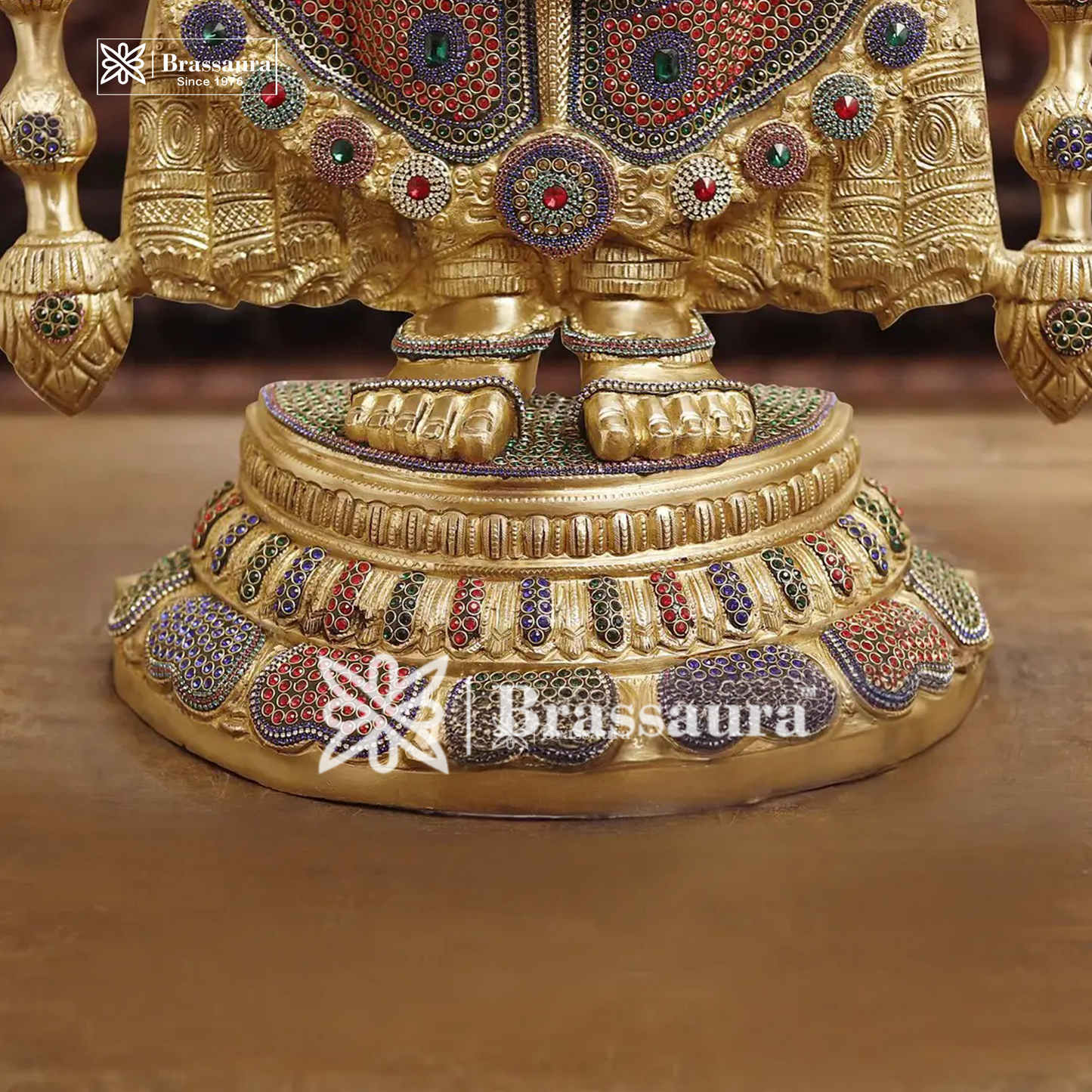 Brass Tirupati Balaji Statue, Teastament to Divine Artistry & Opulence, Crystal Stone Work 47" Inch & Weight 48.16 Kg