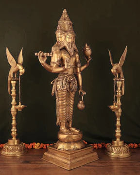 Brassaura® Brass Lord Brahma Standing Statue | Height 38.5 Inches