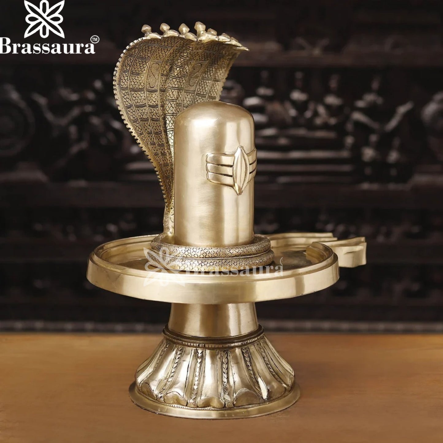 Brass Shivling With Naagraaj Statue Weight 22.81 Kg And Height 22 Inch