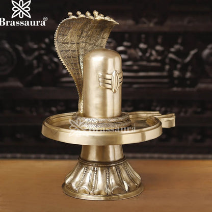 Brass Shivling With Naagraaj Statue Weight 22.81 Kg And Height 22 Inch