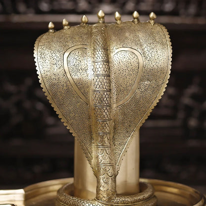Brass Shivling With Naagraaj Statue Weight 22.81 Kg And Height 22 Inch