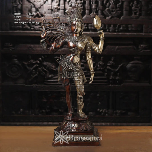 Brass Aardhnareshwar Statue Weight 24.21 Kg And Height 38.5 Inch