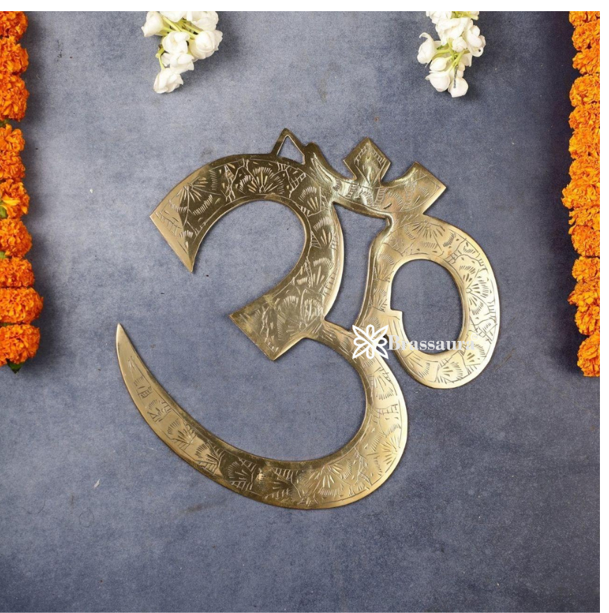 Brassaura™ Superfine Brass Om Wall Hanging – Height & Width 10 Inches & Weight 0.7 Kg