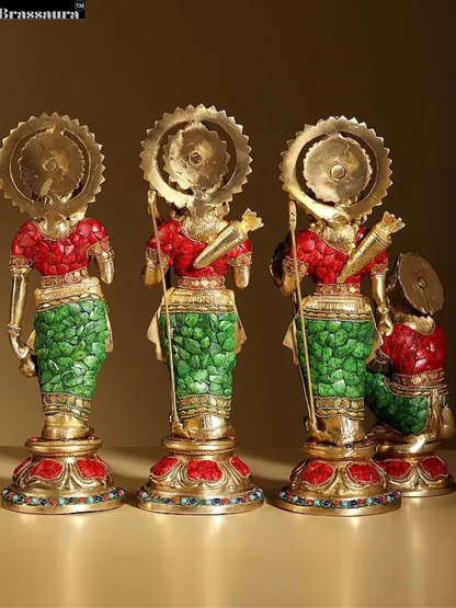 Brassaura™ 13" Shri Ram Darbar Brass Statue with Inlay Work | Height 33 cm | Weight 9.39 Kg