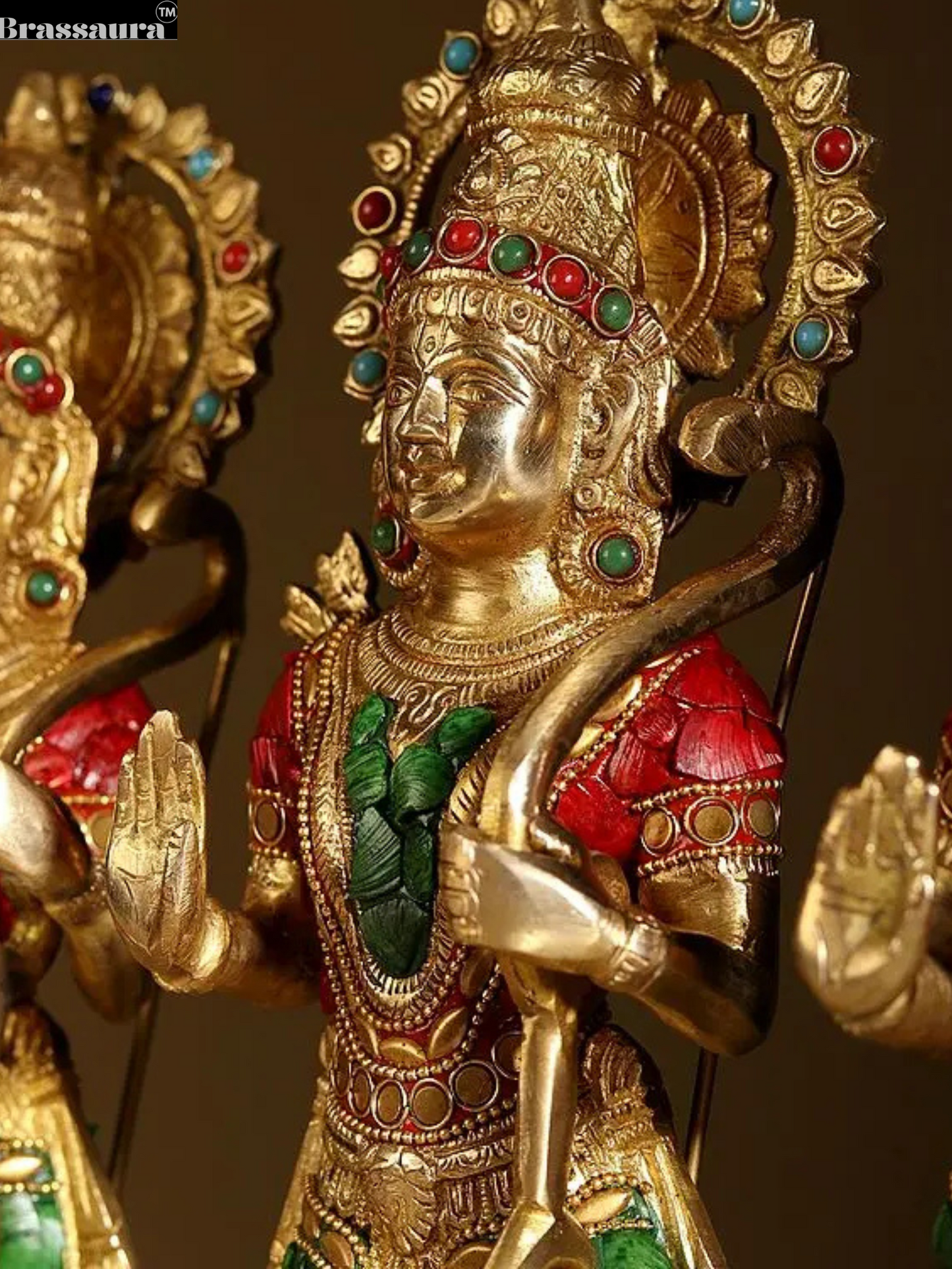 Brassaura™ 13" Shri Ram Darbar Brass Statue with Inlay Work | Height 33 cm | Weight 9.39 Kg