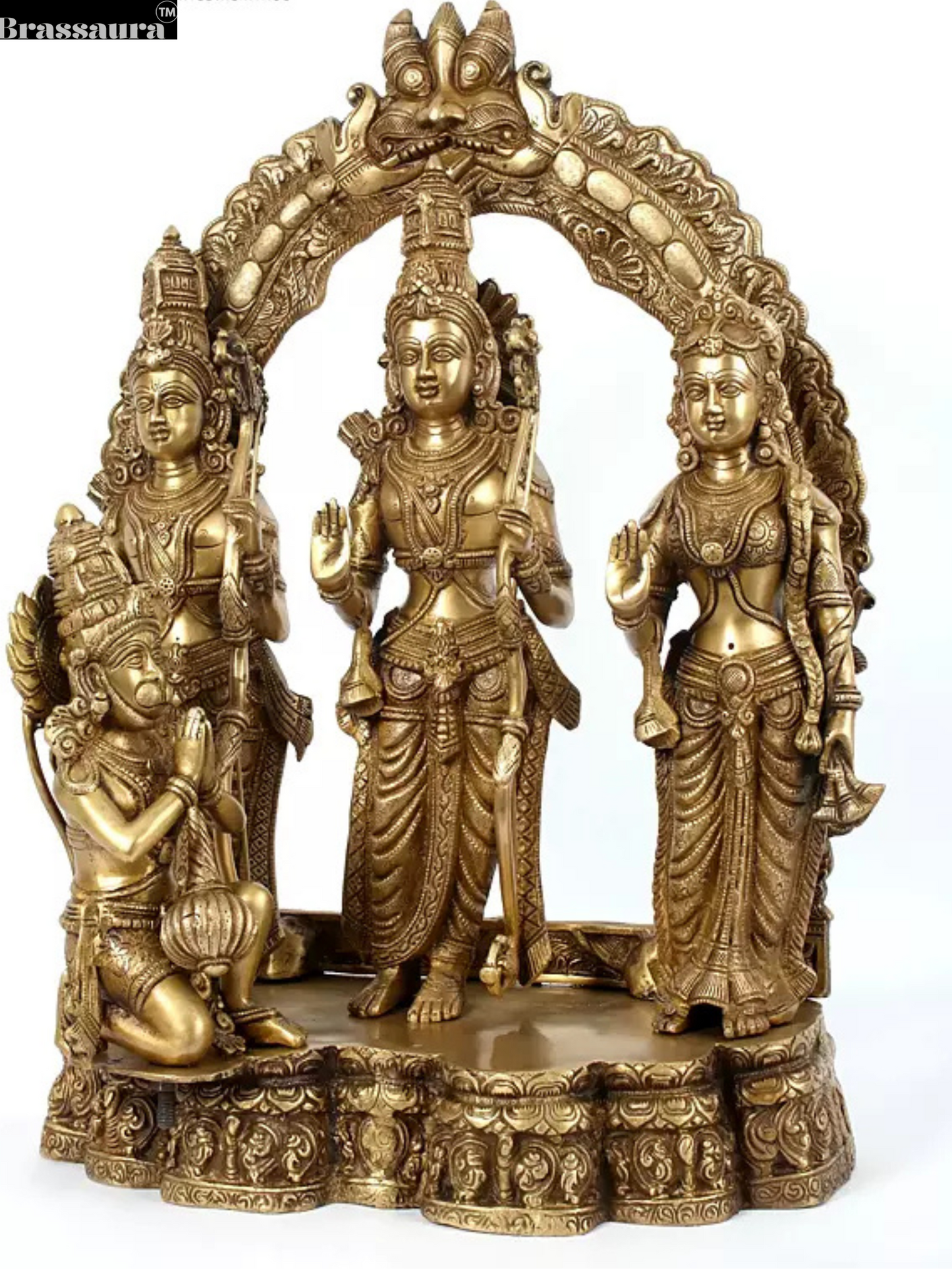 Brassaura™ 25" Ayodhya Rama Darbar Brass Statue | Height 25.59 Inches | Weight 35 Kg | Handmade Brass Idol