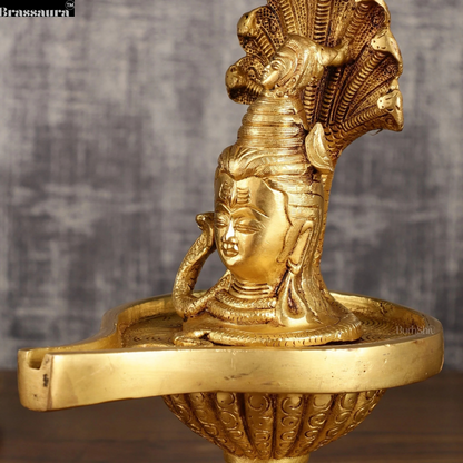 Brassaura™ Pure Brass Lord Shiva Face on Lingam | Height 10 Inches | Weight 2.4 Kgs | Spiritual Home Decor