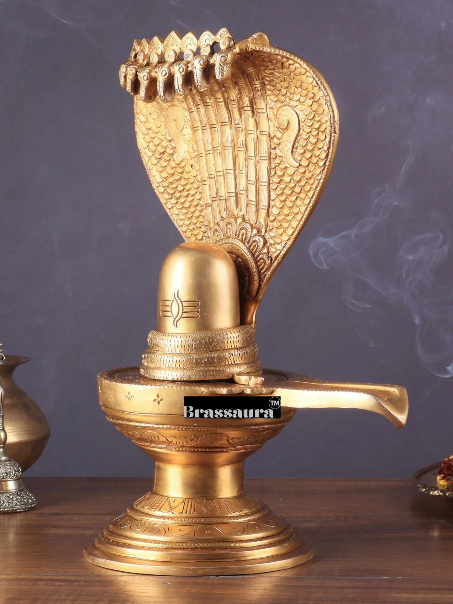 Brassaura™ Pure Brass Shiva Lingam Idol | Height 13 Inches | Weight 4.41 Kgs | Spiritual Home Decor
