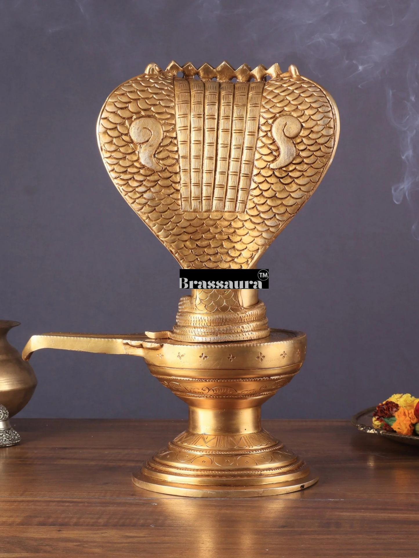 Brassaura™ Pure Brass Shiva Lingam Idol | Height 13 Inches | Weight 4.41 Kgs | Spiritual Home Decor