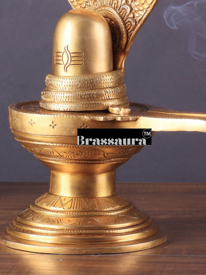 Brassaura™ Pure Brass Shiva Lingam Idol | Height 13 Inches | Weight 4.41 Kgs | Spiritual Home Decor