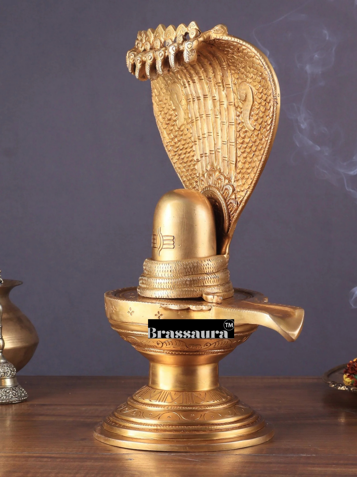 Brassaura™ Pure Brass Shiva Lingam Idol | Height 13 Inches | Weight 4.41 Kgs | Spiritual Home Decor