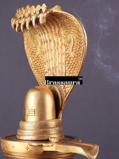 Brassaura™ Pure Brass Shiva Lingam Idol | Height 13 Inches | Weight 4.41 Kgs | Spiritual Home Decor