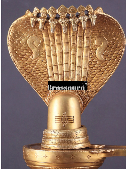 Brassaura™ Pure Brass Shiva Lingam Idol | Height 13 Inches | Weight 4.41 Kgs | Spiritual Home Decor
